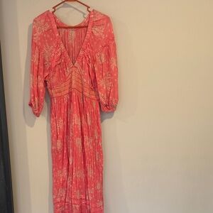 Free People Coral Maxi Floral Dress